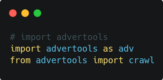 code example: import advertools